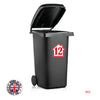 BIN02 Wheelie Bin x4 Number Rubbish Garbage Custom Stickers 150mm x 150m