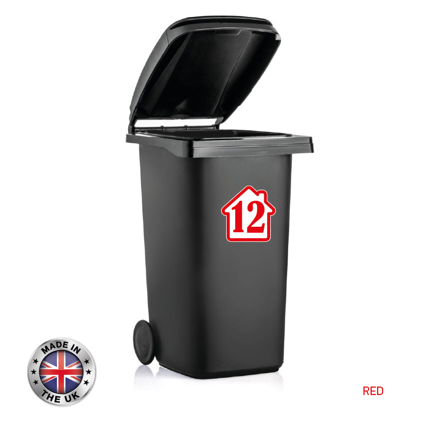BIN02 Wheelie Bin x4 Number Rubbish Garbage Custom Stickers 150mm x 150m