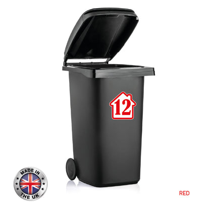 BIN02 Wheelie Bin x4 Number Rubbish Garbage Custom Stickers 150mm x 150m