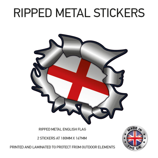 RML01 England Ripped Metal Stickers 180mm x 167mm