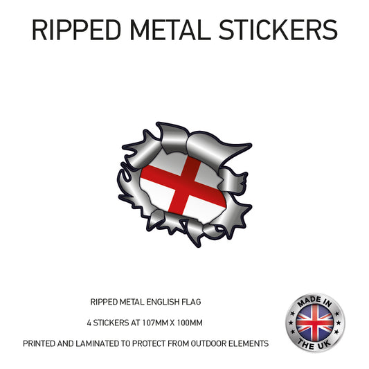 RMS01 England Ripped Metal Stickers 107mm x 110mm