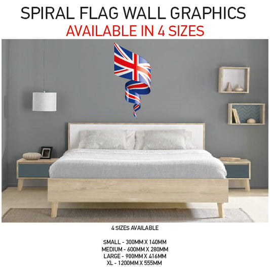 SFWG01 Union Jack Spiral Flag Wall Sticker 300mm x 140mm