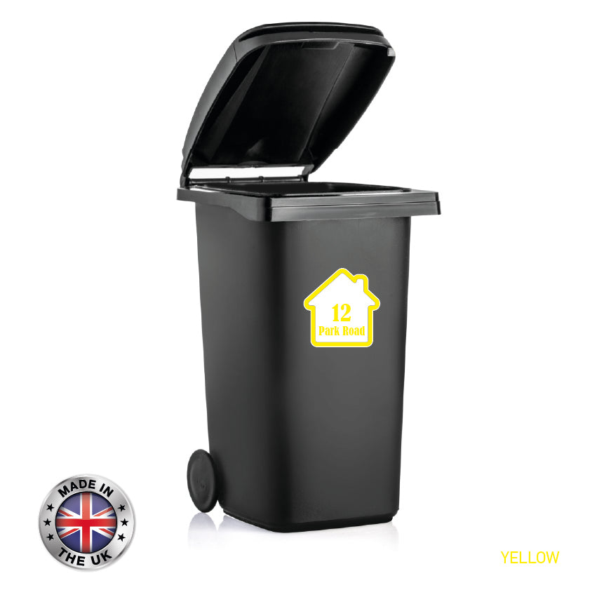 BIN01 Wheelie Bin x4 Custom Number and Street Name Stickers 150mm x 150m