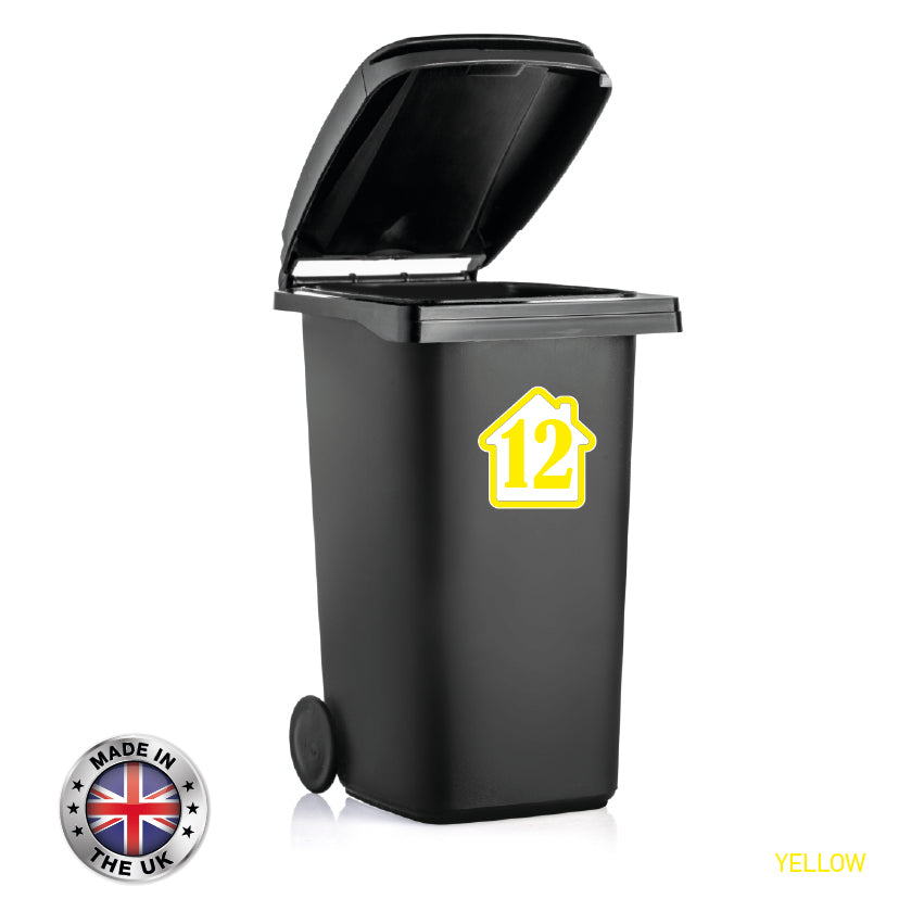 BIN02 Wheelie Bin x4 Number Rubbish Garbage Custom Stickers 150mm x 150m