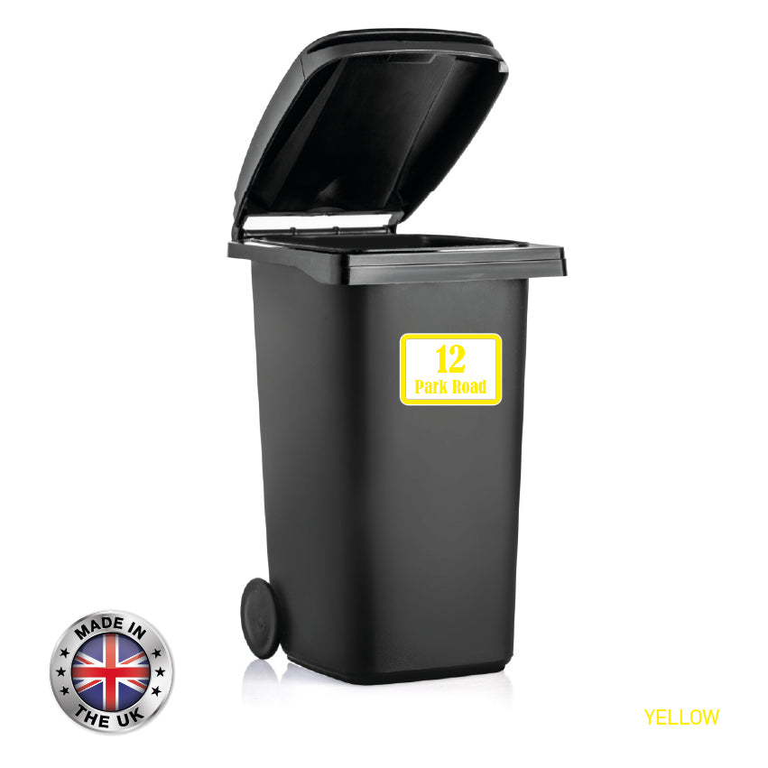BIN03 Wheelie Bin x4 Custom Number and Street Name Stickers 170mm x 120m